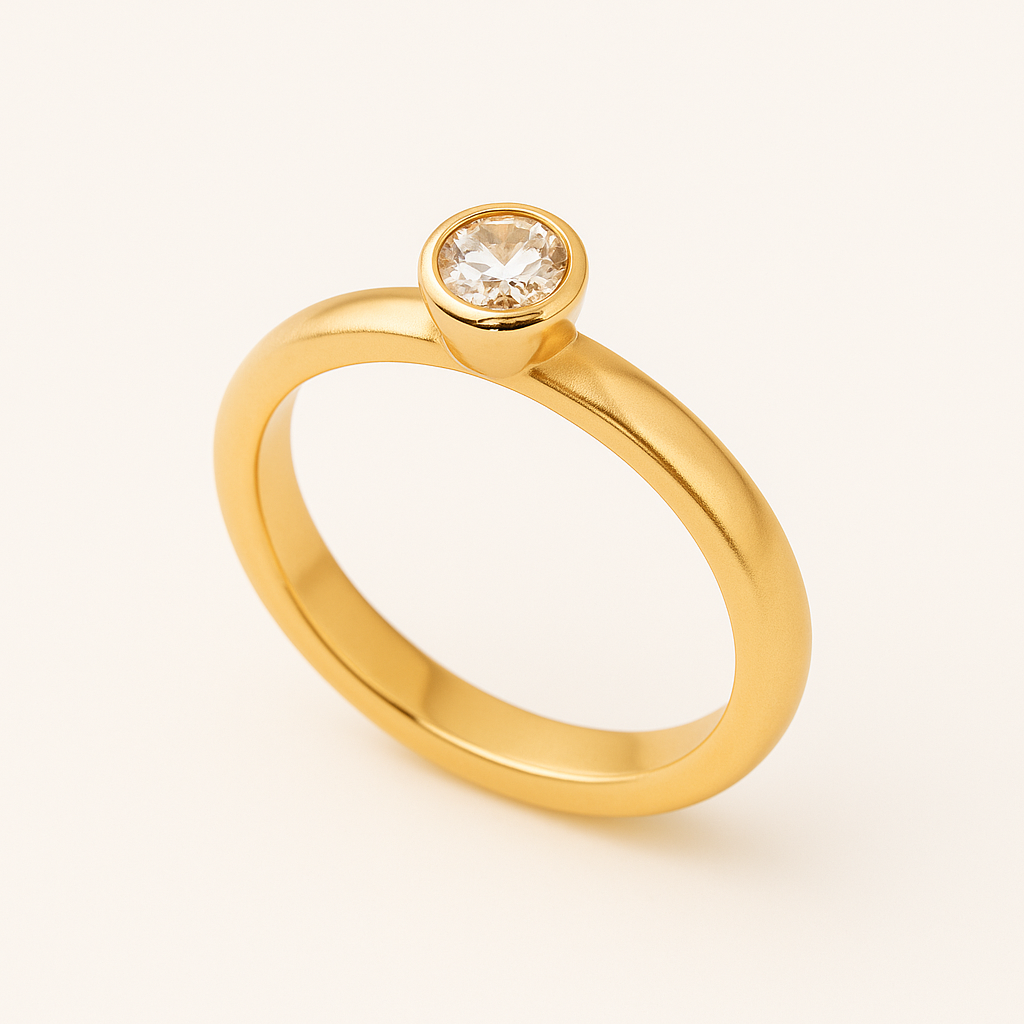 011 - Anel Solitário de Ouro Amarelo 18k/750