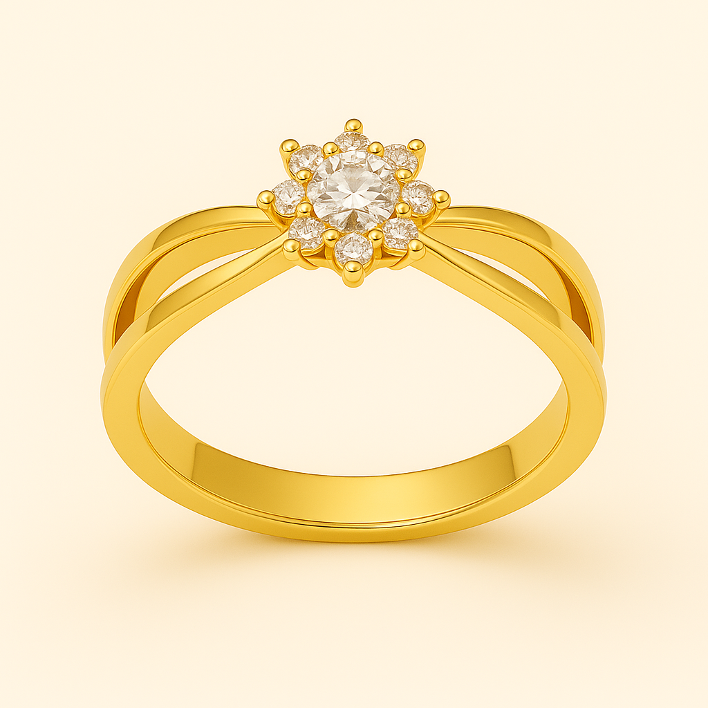 018 - Anel Solitário de Ouro Amarelo 18k/750