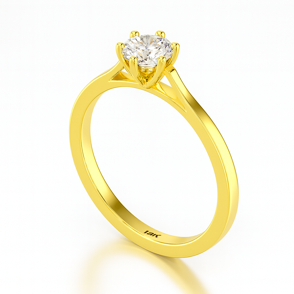 020 - Anel Solitário de Ouro Amarelo 18k/750