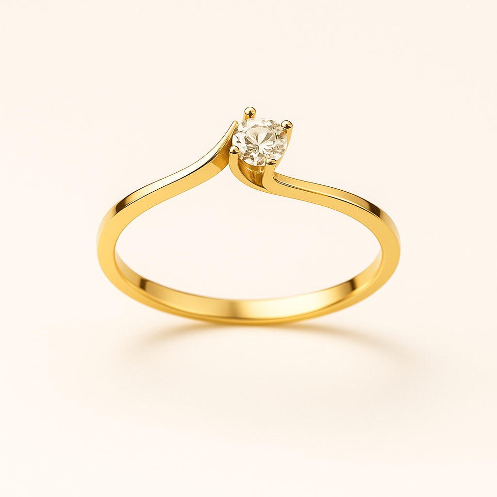 006 - Anel Solitário de Ouro Amarelo 18k/750