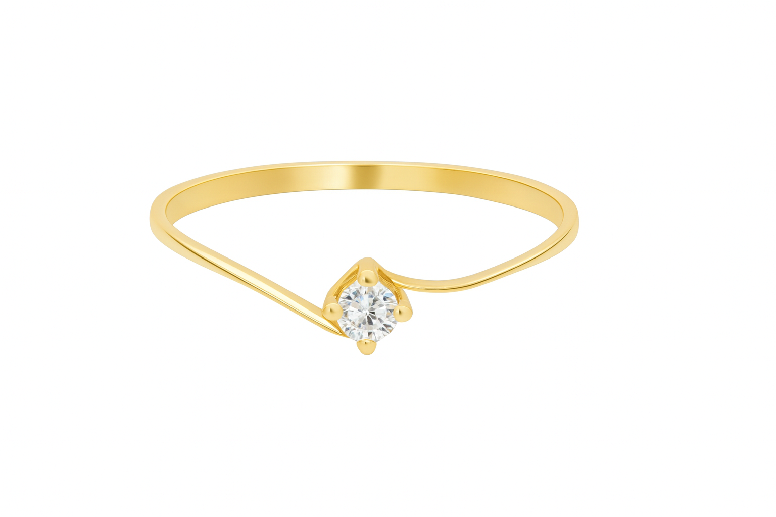 002 - Anel Solitário de Ouro Amarelo 18k/750