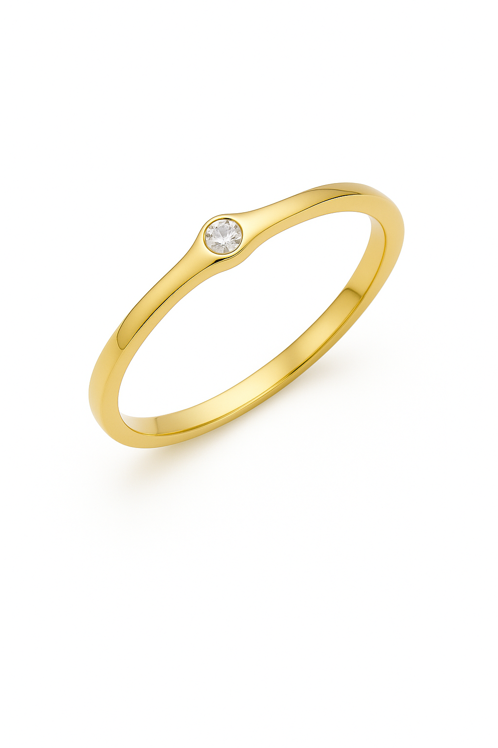 004 - Anel Solitário de Ouro Amarelo 18k/750