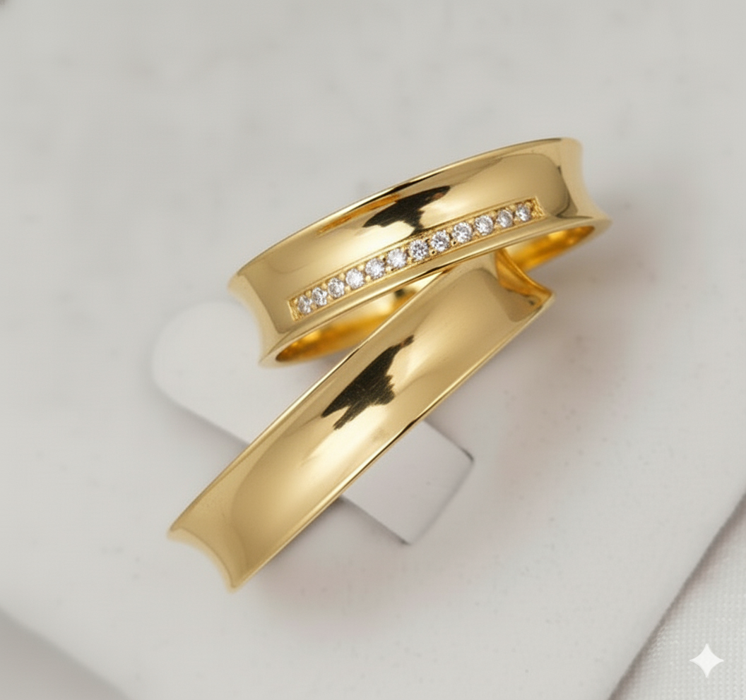 Par de Alianças Concavo em Ouro Amarelo - Tradicional 18k/750