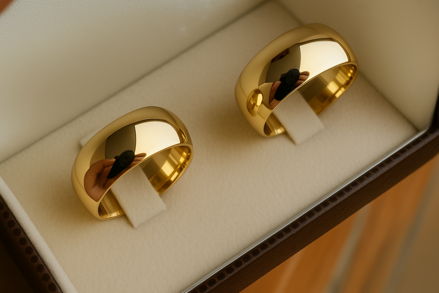 Par de Alianças Boleadas em Ouro Amarelo - Tradicional 18k/750