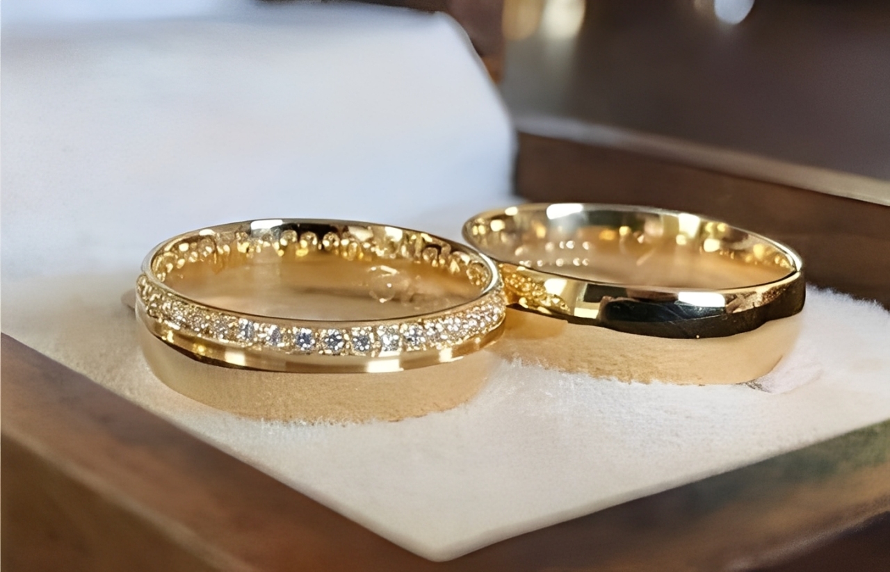 Par de Alianças Boleadas em Ouro Amarelo - Tradicional 18k/750