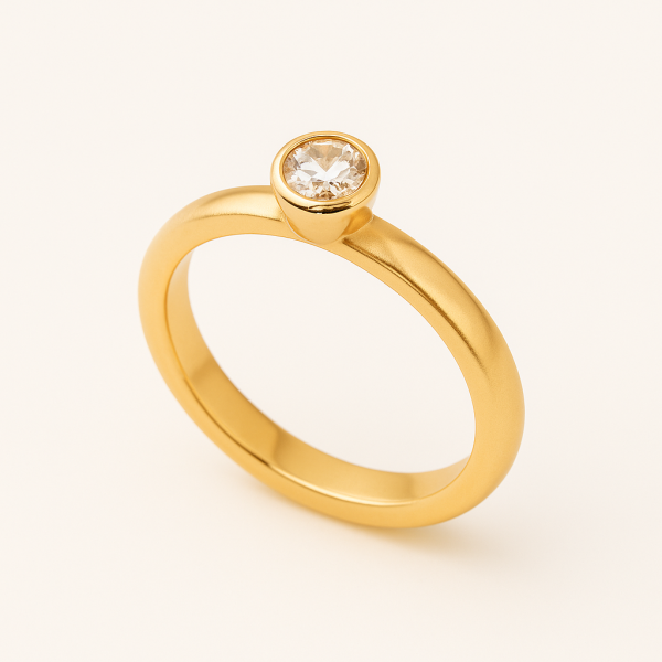 011 - Anel Solitário de Ouro Amarelo 18k/750