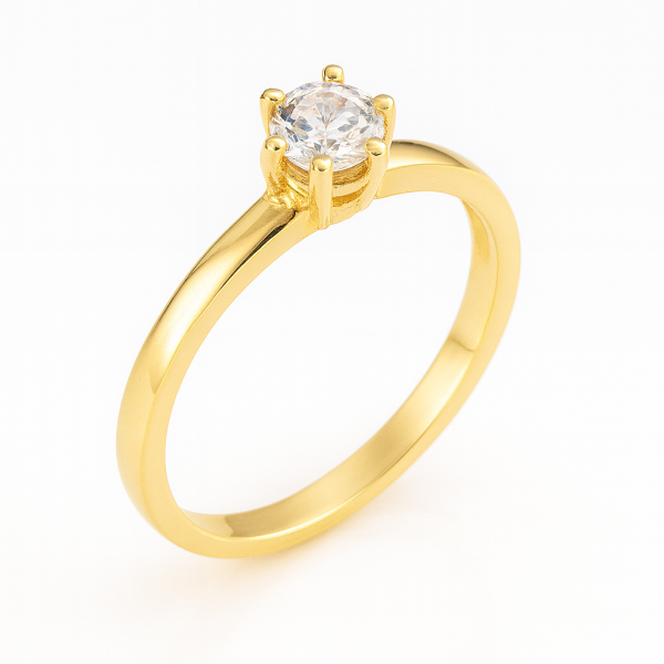 017 - Anel Solitário de Ouro Amarelo 18k/750