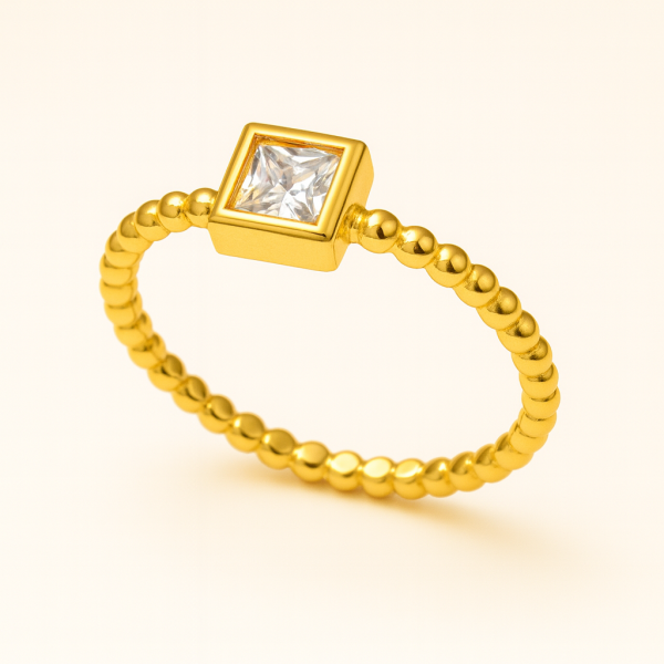 019 - Anel Solitário de Ouro Amarelo 18k/750