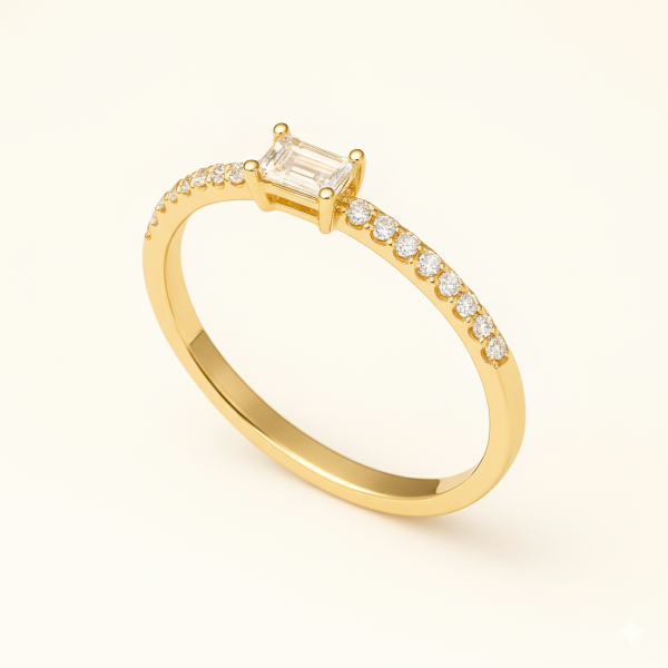 001 - Anel Solitário de Ouro Amarelo 18k/750