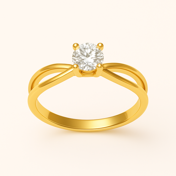 014 - Anel Solitário de Ouro Amarelo 18k/750