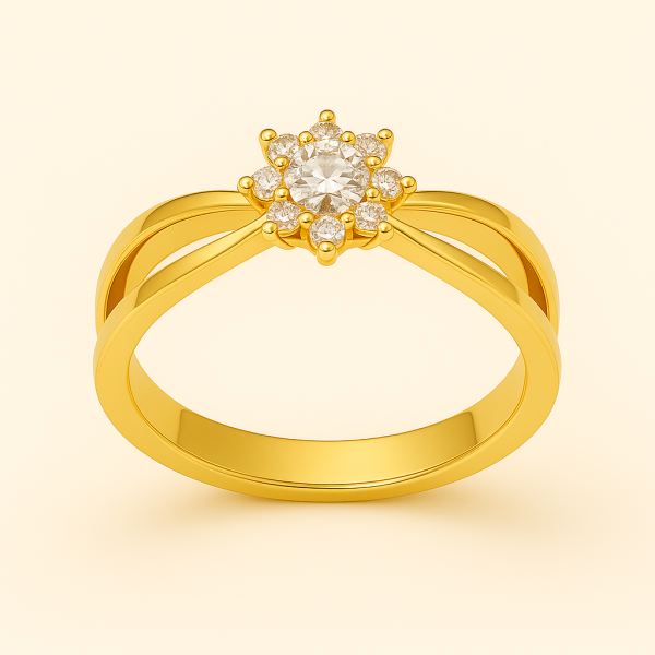 018 - Anel Solitário de Ouro Amarelo 18k/750