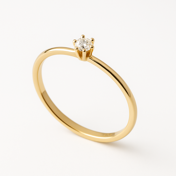 005 - Anel Solitário de Ouro Amarelo 18k/750