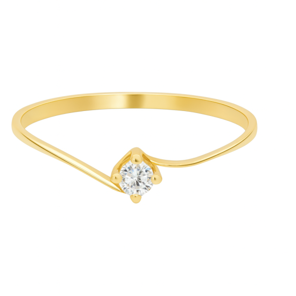 002 - Anel Solitário de Ouro Amarelo 18k/750