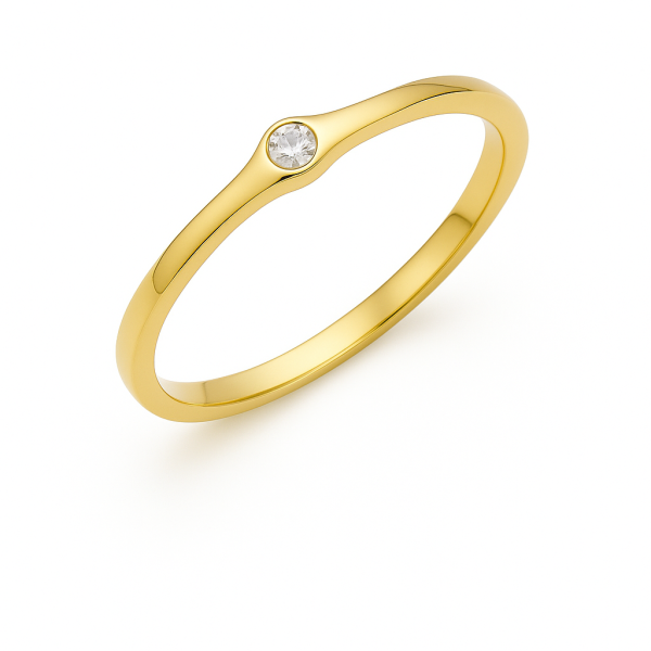 004 - Anel Solitário de Ouro Amarelo 18k/750