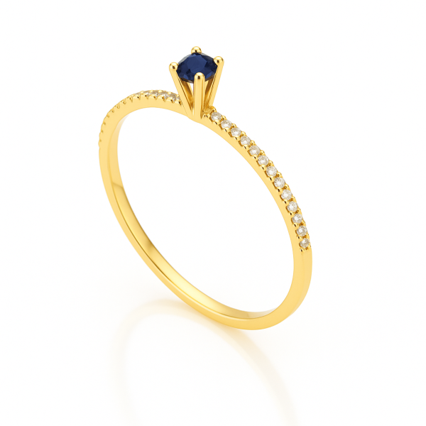 009 - Anel Solitário de Ouro Amarelo 18k/750