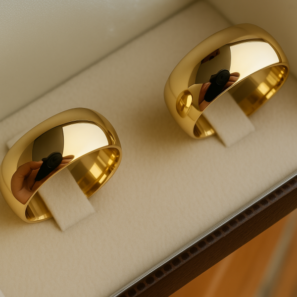 Par de Alianças Boleadas em Ouro Amarelo - Tradicional 18k/750