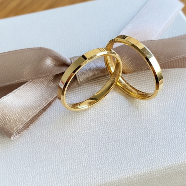 Aliança Chanfrada 3mm em Ouro 18k/750 