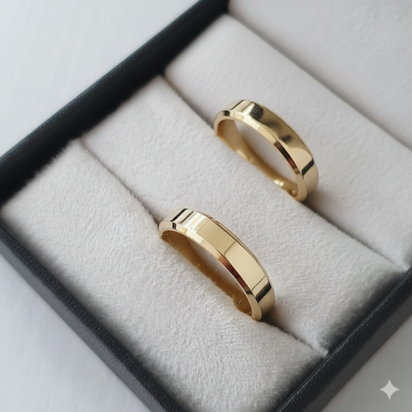 Aliança Chanfrada 4mm em Ouro 18k/750 