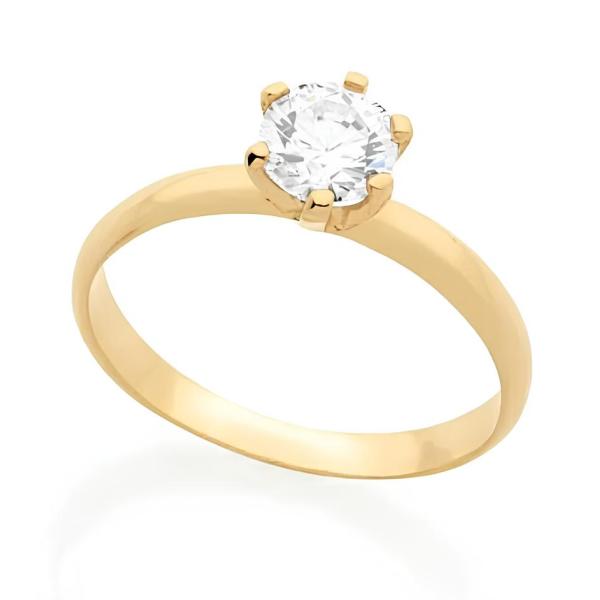 016 - Anel Solitário de Ouro Amarelo 18k/750