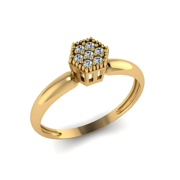 015 - Anel Solitário de Ouro Amarelo 18k/750