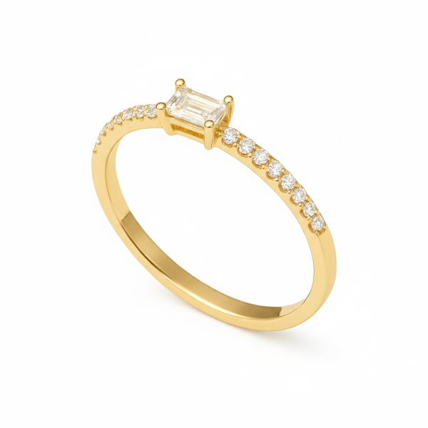 001 - Anel Solitário de Ouro Amarelo 18k/750