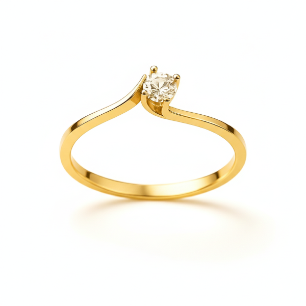 006 - Anel Solitário de Ouro Amarelo 18k/750