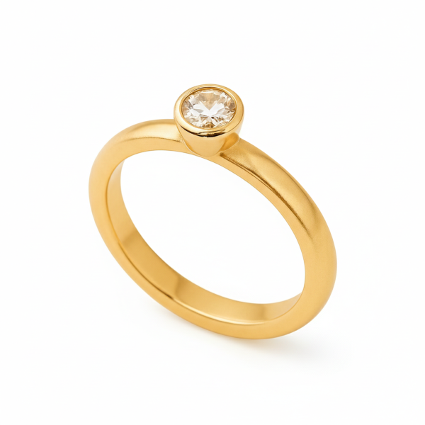 011 - Anel Solitário de Ouro Amarelo 18k/750