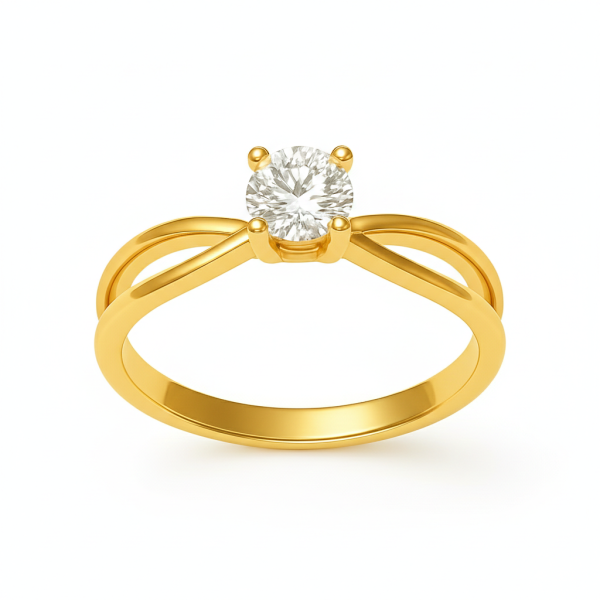 014 - Anel Solitário de Ouro Amarelo 18k/750