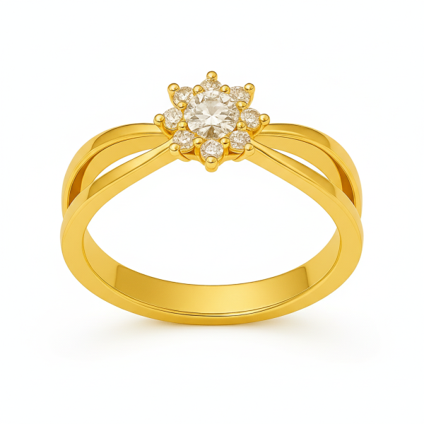 018 - Anel Solitário de Ouro Amarelo 18k/750